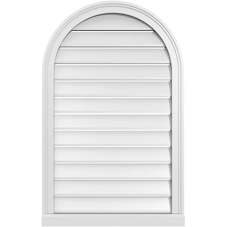 Ekena Millwork Round Top Surface Mount PVC Gable Vent: Functional, w/ 2"W x 2"P Brickmould Sill Frame, 24"W x 38"H GVPRT24X3803SF